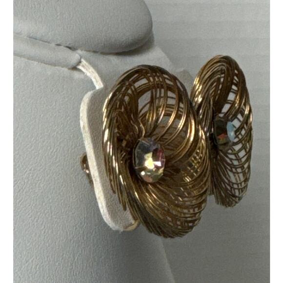 Vintage Stamped SAC Earrings Clip On wire with gemstone in the middle - Picture 13 of 15